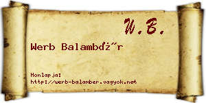 Werb Balambér névjegykártya